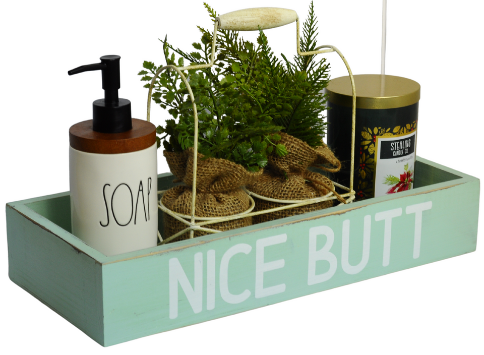 Hello Sweet Cheeks Bathroom Decor Box | Farmhouse Wooden Toilet Storage Organizer