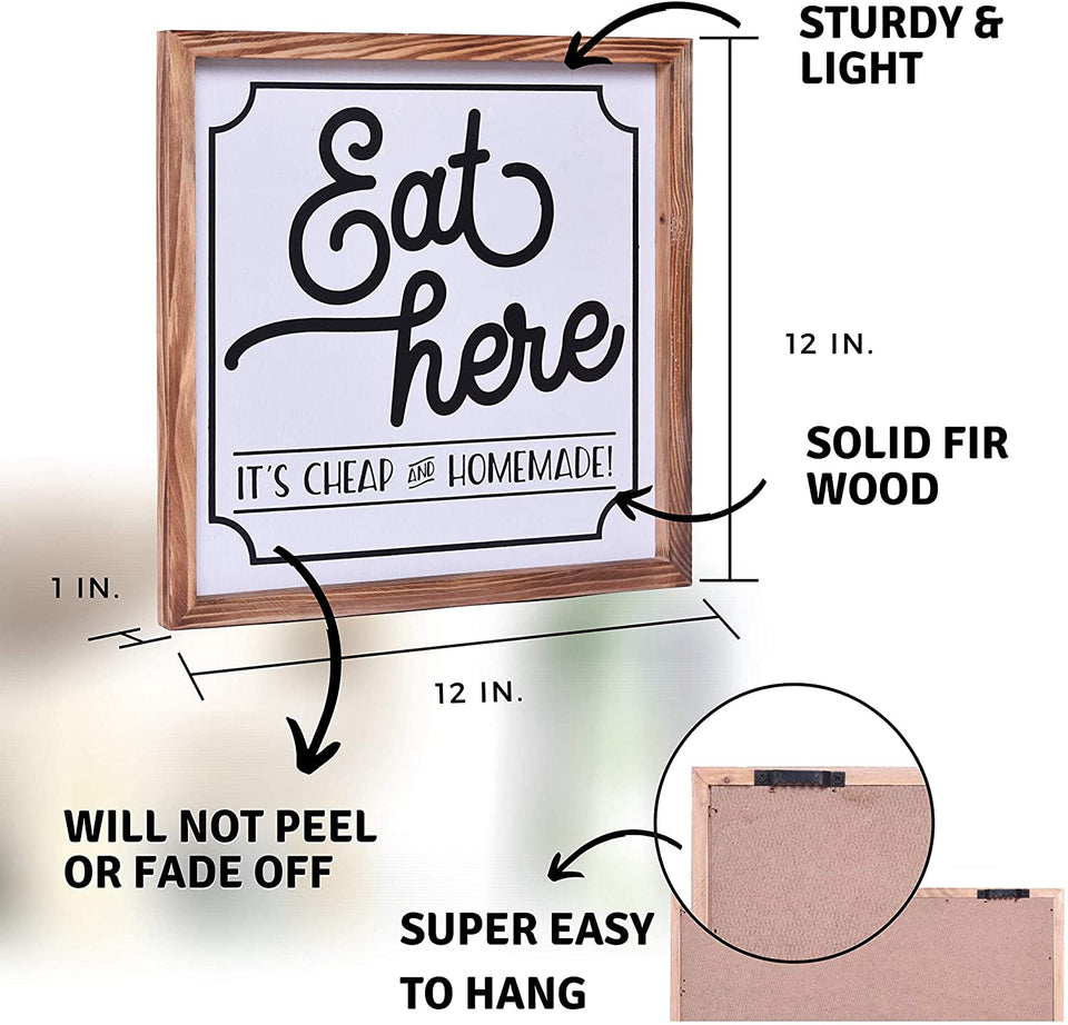 Eat Here Sign | Farmhouse Wall Art Home Decoration