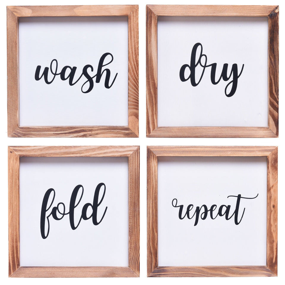 Wash, Dry, Fold, Repeat Sign | Farmhouse Wall Art Home Decoration