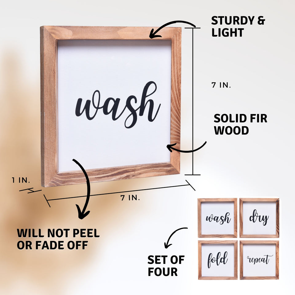 Wash, Dry, Fold, Repeat Sign | Farmhouse Wall Art Home Decoration