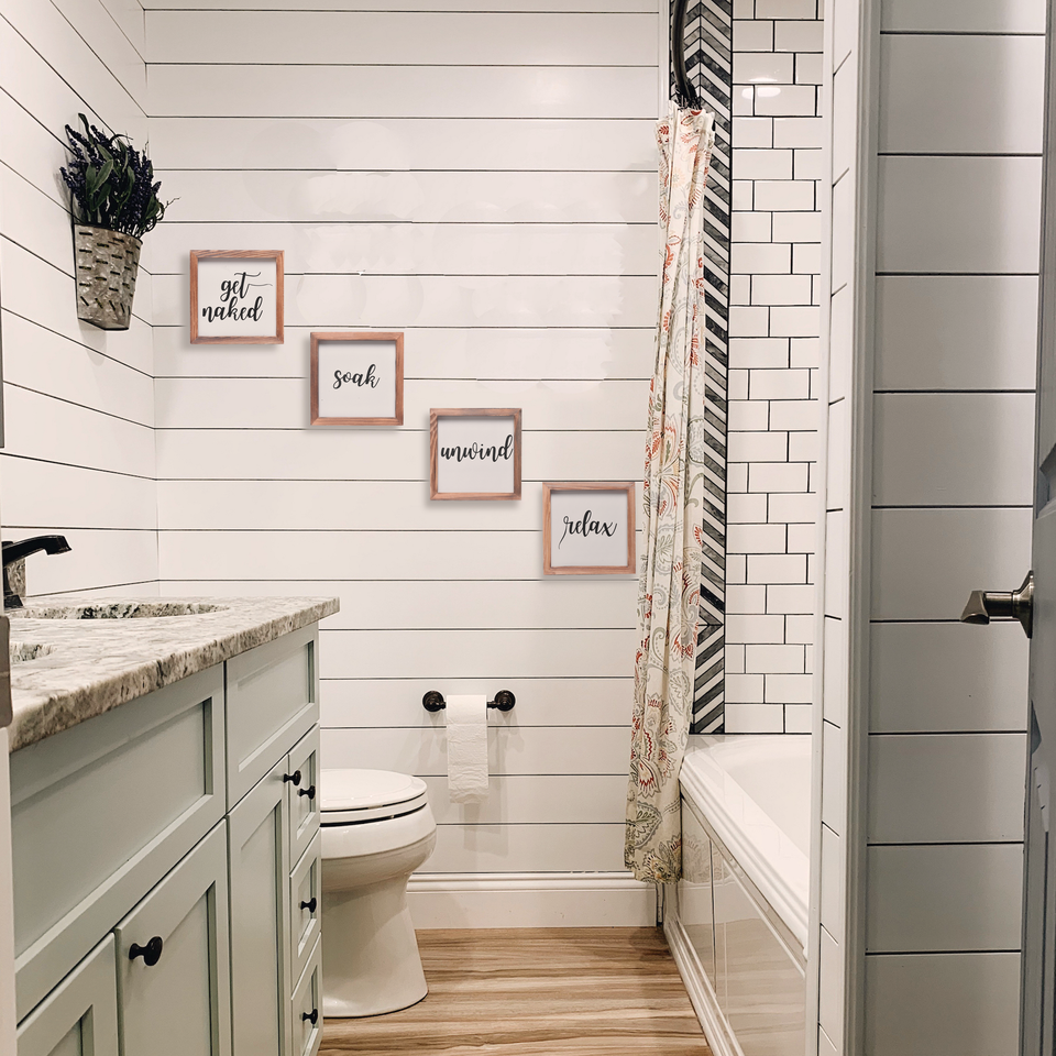 Get Naked, Soak, Unwind, Relax Sign | Farmhouse Wall Art Home Decoration