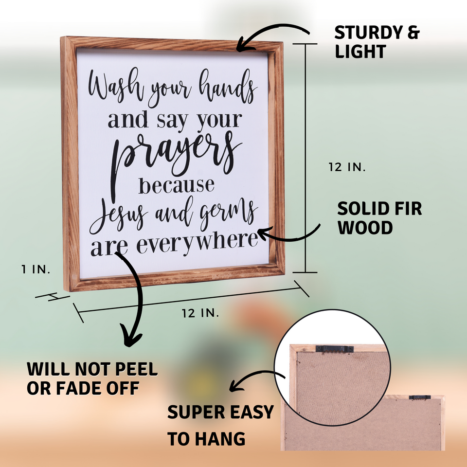Wash Your Hands Sign  | Modern Rustic Farmhouse Wall Art Home Decoration