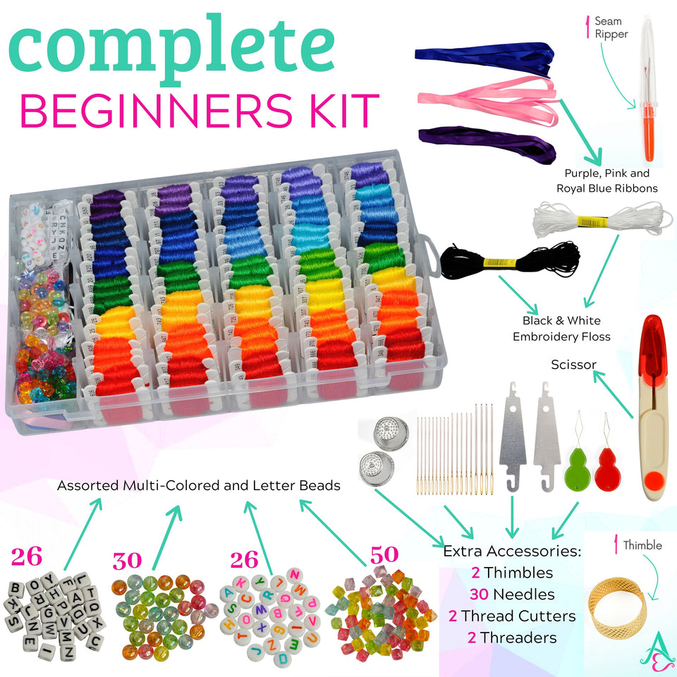 Embroidery Thread Friendship Bracelet Kit - Rainbow Theme
