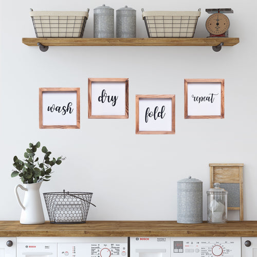 Wash, Dry, Fold, Repeat Sign | Farmhouse Wall Art Home Decoration