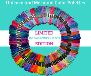 Embroidery Thread - Unicorn and Mermaid Theme Palettes - 100 Embroidery Floss
