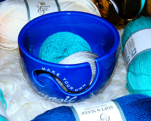 Yarn Bowl for Knitting and Crochet - Handmade with Eco-Friendly Ceramic Material (ROYAL BLUE)
