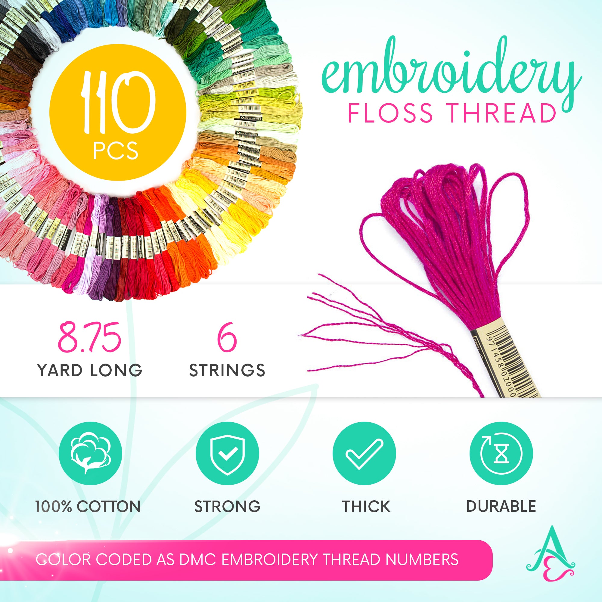 Embroidery Floss Friendship Bracelet String Kit 218 Pack - Embroidery Thread and Accessories - Perfect Thread for Cross Stitch, Hand Embroidery, Strin