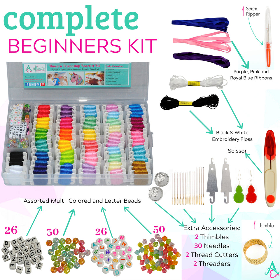 Unicorn DIY Friendship Bracelet Kit - Embroidery Thread and Accessories