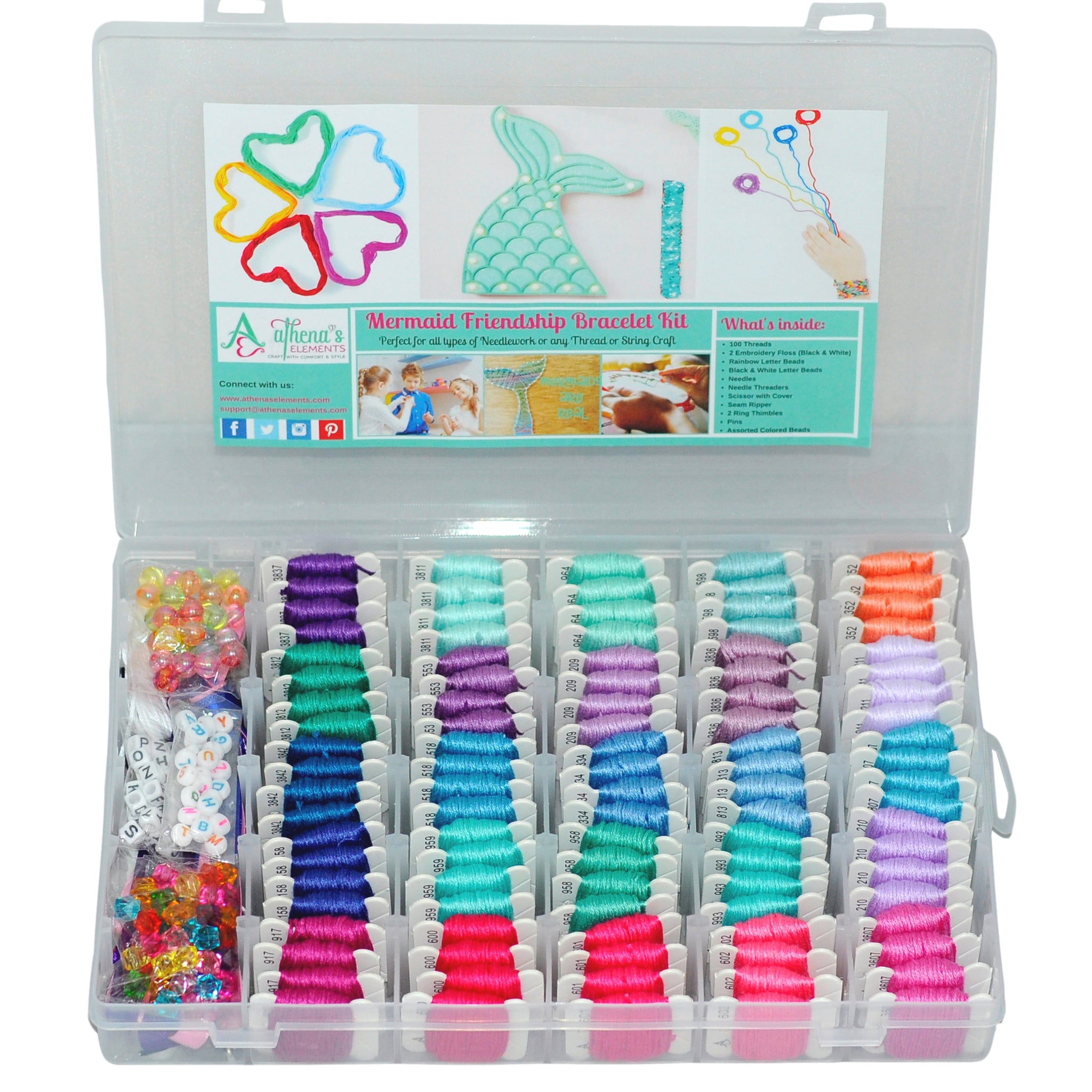 Athena's Elements Embroidery Floss Friendship Bracelet String Kit - 276pcs  Embroidery Thread and Accessories - Colors are Labeled