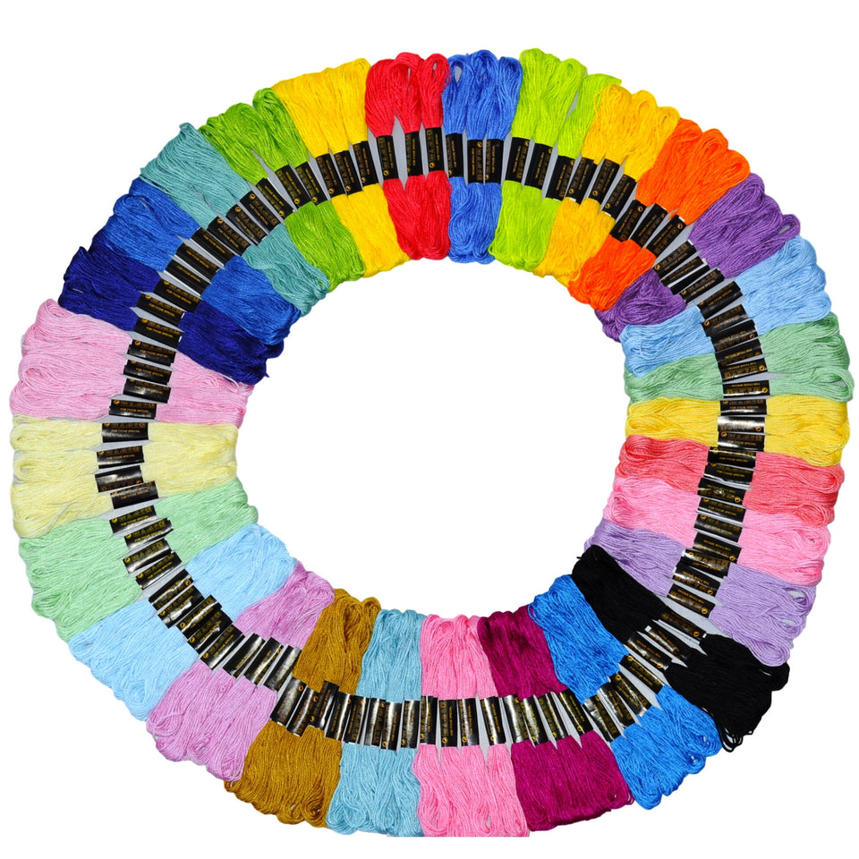 100pcs Cross Stitch Thread Colorful DIY Embroidery Sewing Floss Line Kit