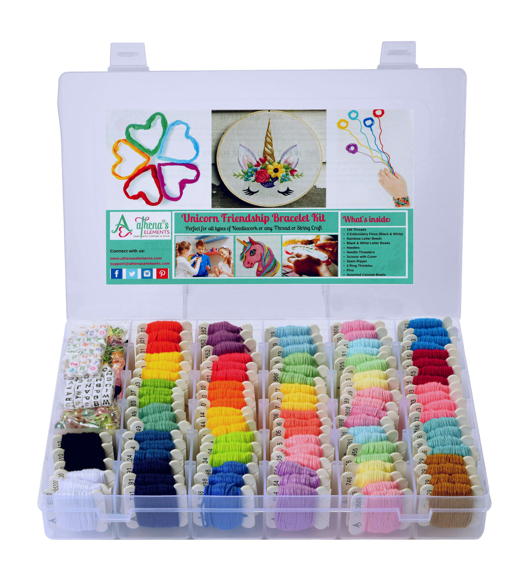 Unicorn DIY Friendship Bracelet Kit - Embroidery Thread and Accessorie –  Athena's Elements